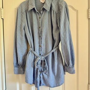 Ingrid + Isabel Maternity Blue Striped Shirt Dress